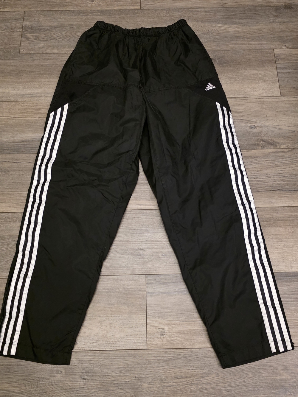 Vtg Adidas Black Track Pants with White Stripes Windbreaker